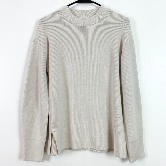 Lululemon Merino Wool-Blend Ribbed Crewneck Sweater White Opal Size 6 - Picture 6 of 9